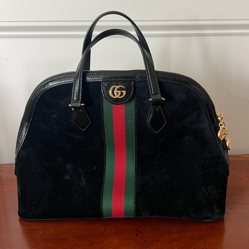 Gucci Ophidia Dome Top Handle Bag Suede Medium